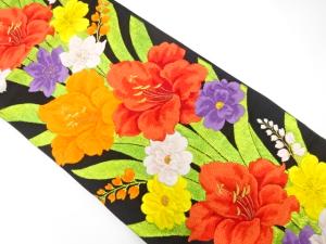 アンティーク　草花模様織り出し袋帯（材料）